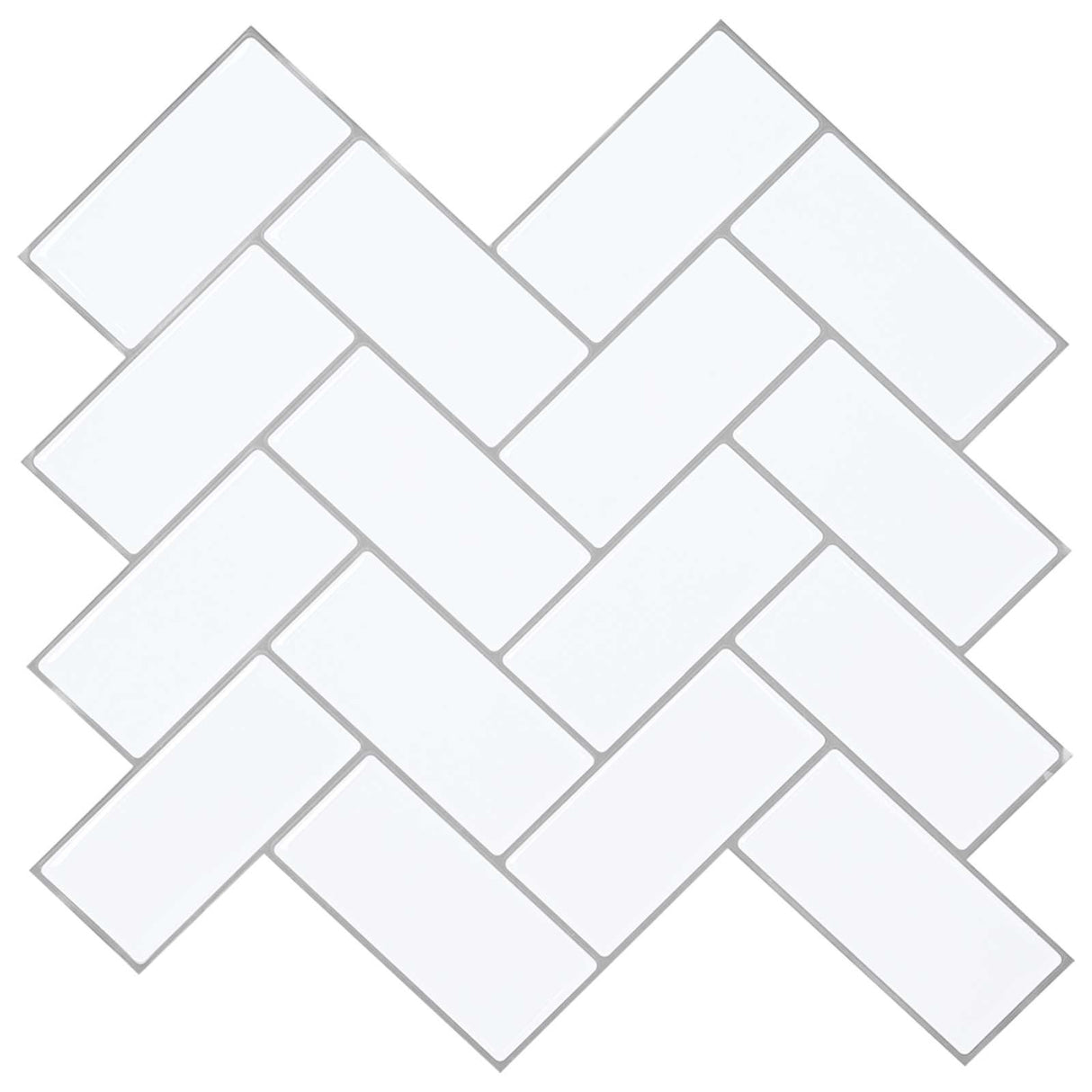 vidaXL Herringbone Tile 10 pcs White Grey 30 x 30 cm Polyurethane and PET