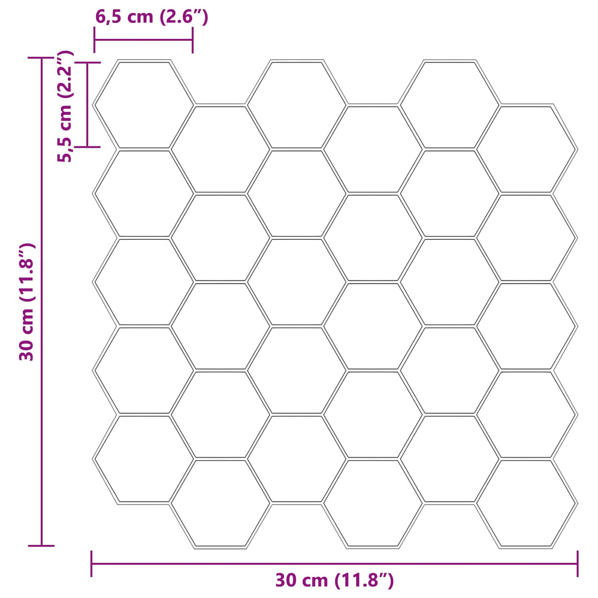 vidaXL Hexagon Tegel 10 pcs Wit Grijs 30 x 30 cm Polyurethaan en PET