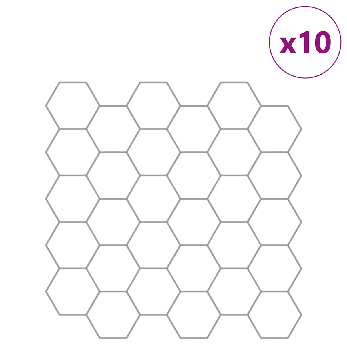 vidaXL Hexagon Tegel 10 pcs Wit Grijs 30 x 30 cm Polyurethaan en PET