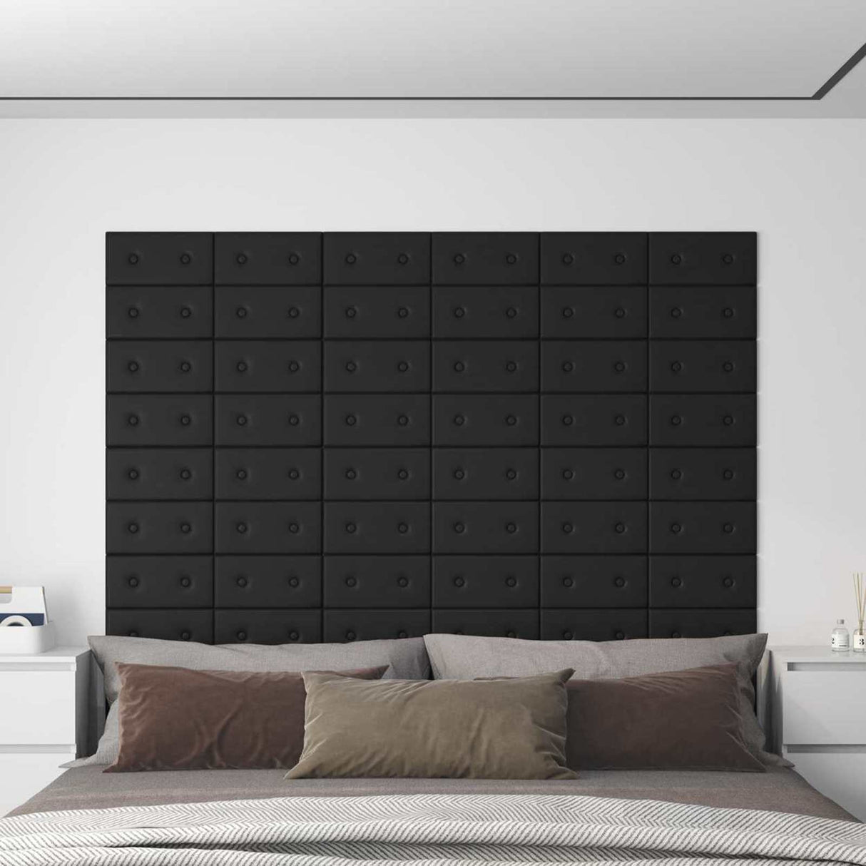 vidaXL Wand Hoofdbord 12 pcs Zwart 30 x 15 cm Kunstleer