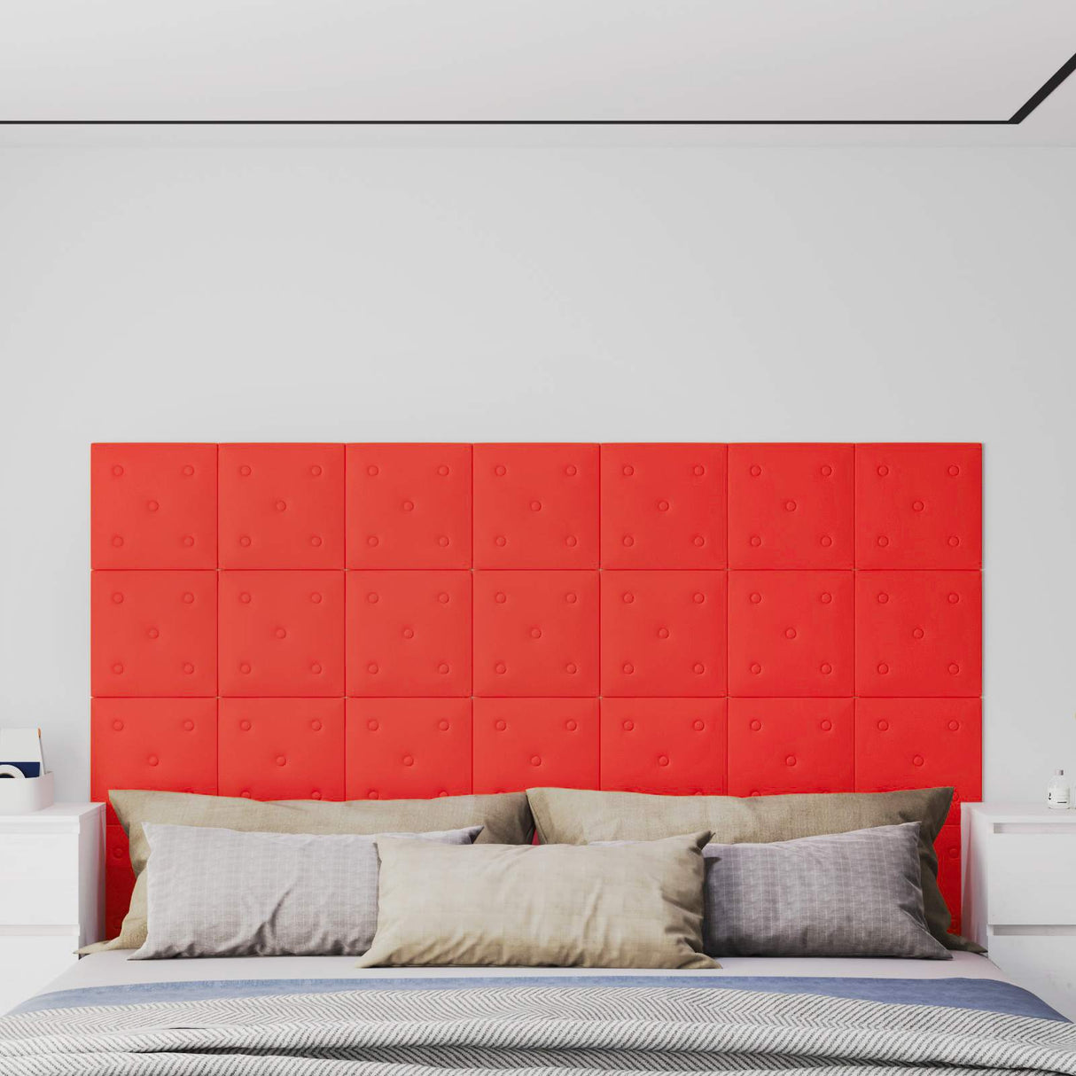 vidaXL Wand Hoofdbord 12 pcs Zwart 30 x 15 cm Kunstleer