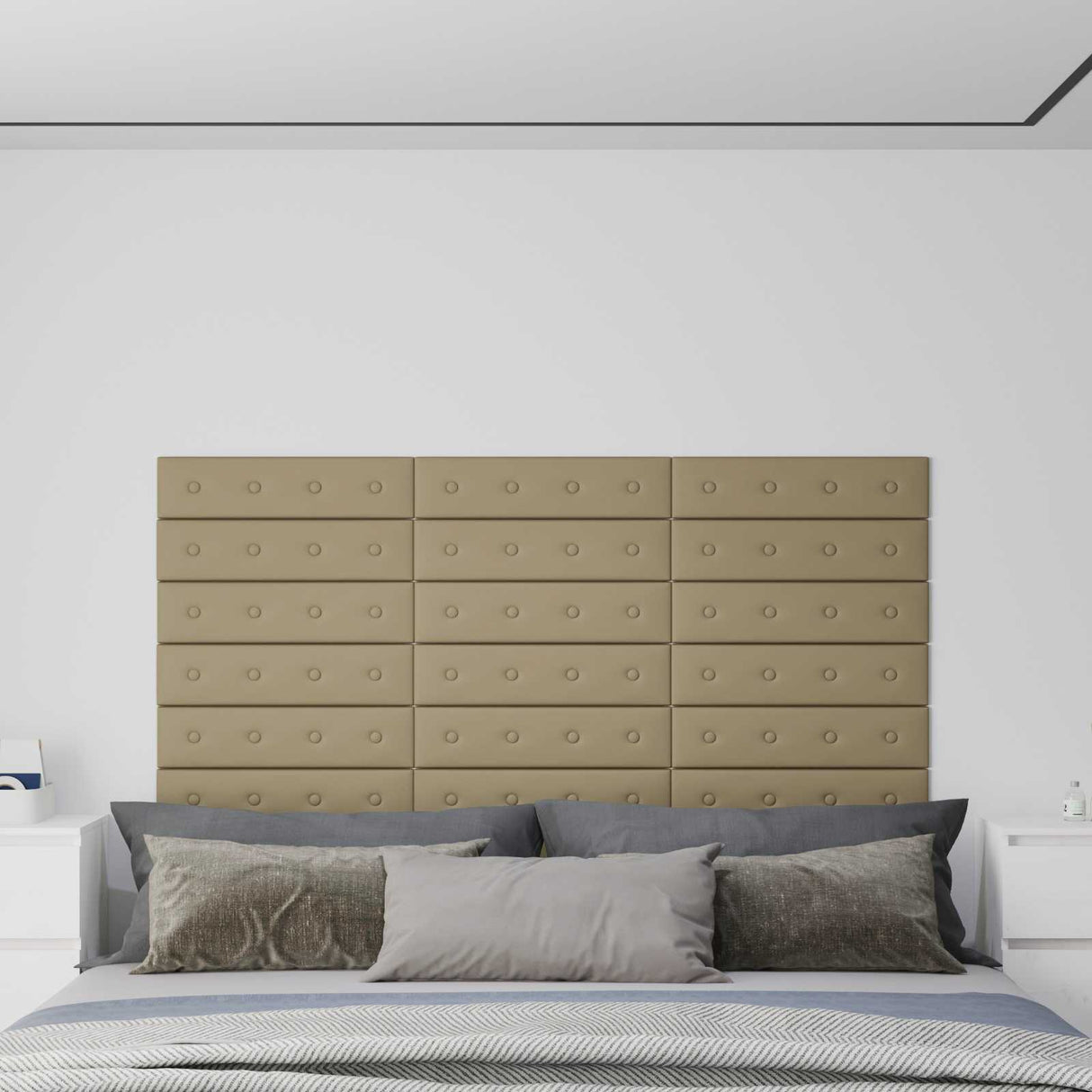 vidaXL Wand Hoofdbord 12 pcs Zwart 30 x 15 cm Kunstleer