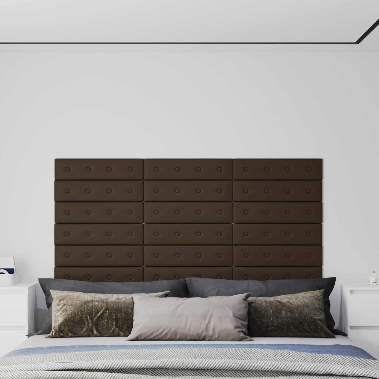 vidaXL Wand Hoofdbord 12 pcs Zwart 30 x 15 cm Kunstleer