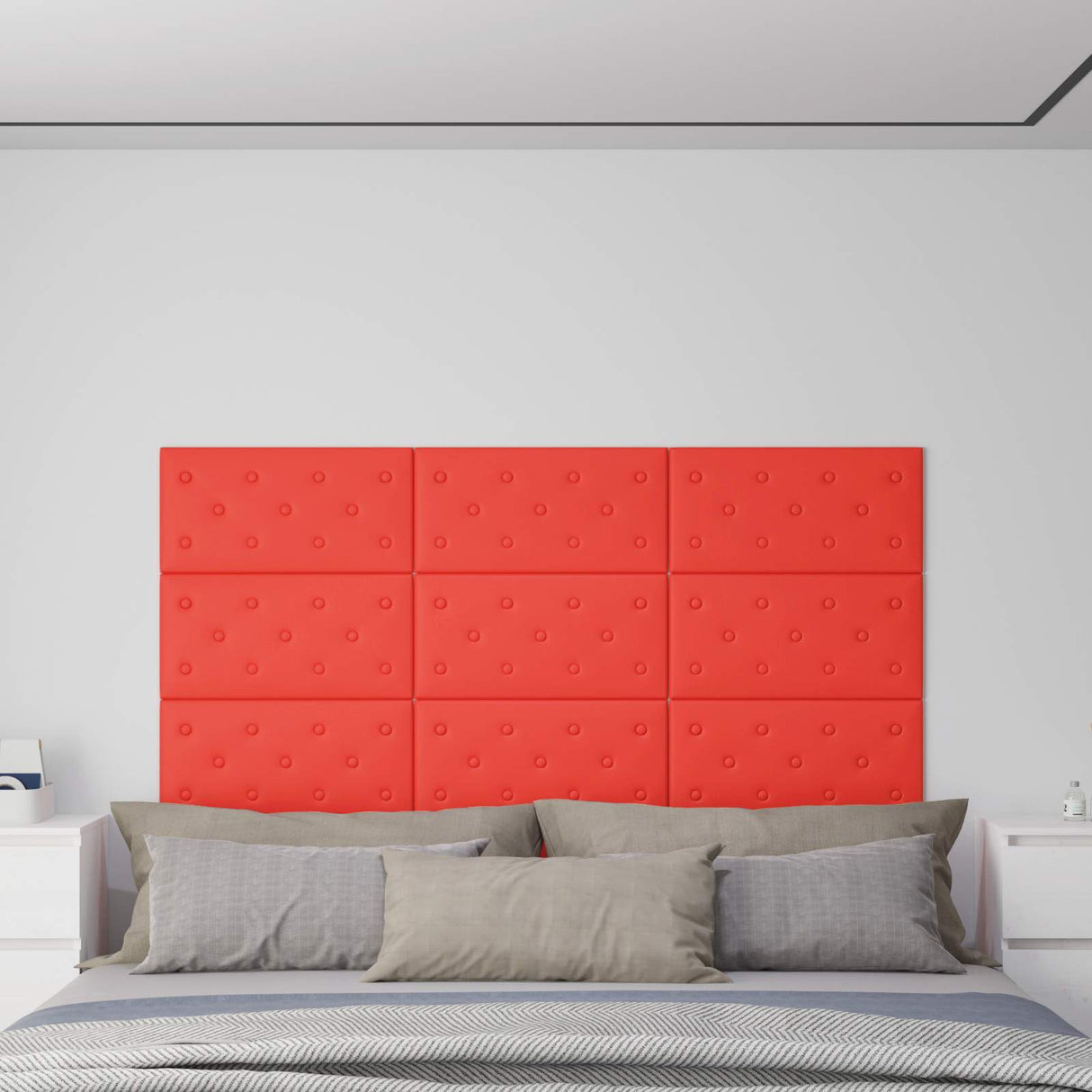 vidaXL Wand Hoofdbord 12 pcs Zwart 30 x 15 cm Kunstleer