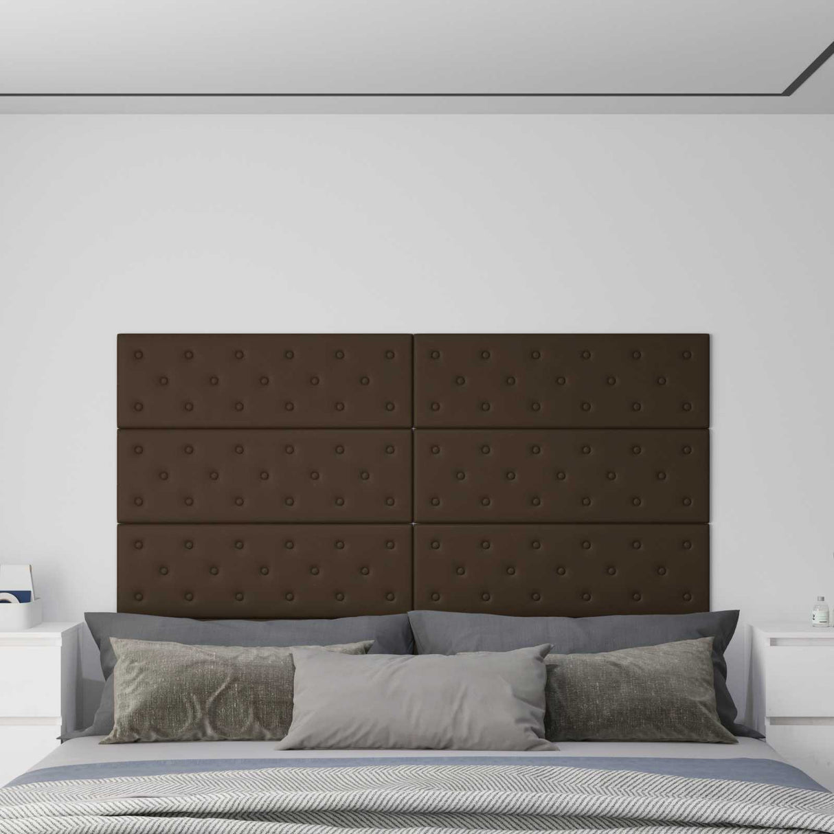 vidaXL Wand Hoofdbord 12 pcs Zwart 30 x 15 cm Kunstleer