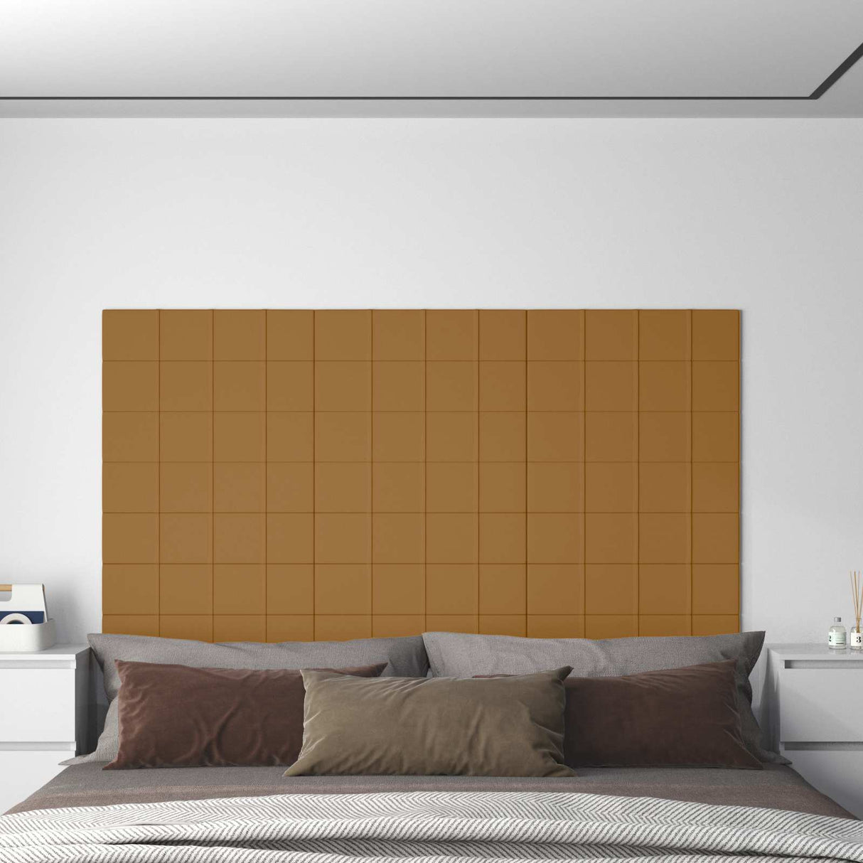 vidaXL Wand Hoofdbord 12 pcs Bruin 60 x 15 cm Fluweel