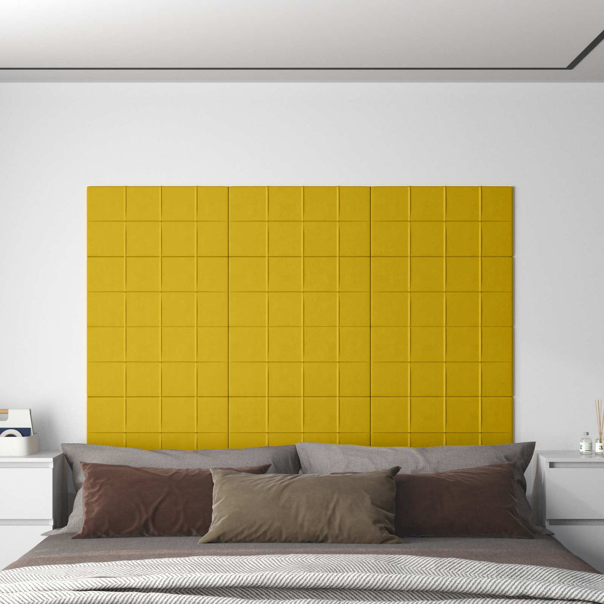 vidaXL Wand Hoofdbord 12 pcs Bruin 60 x 15 cm Fluweel