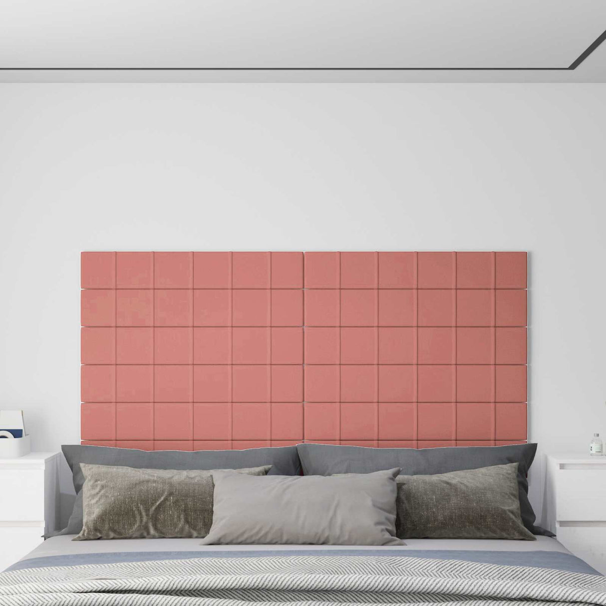 vidaXL Wand Hoofdbord 12 pcs Bruin 60 x 15 cm Fluweel