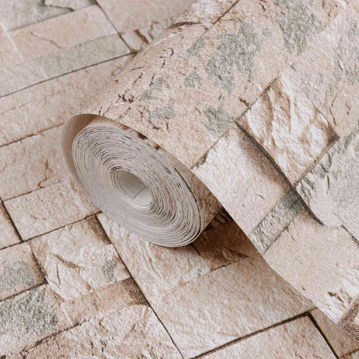 vidaXL 3D Steen Behang Beige 10 x 0,53 m Non-Woven Stof