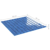 vidaXL Mozaïektegel 11 pcs Blauw 50 x 50 cm Glas