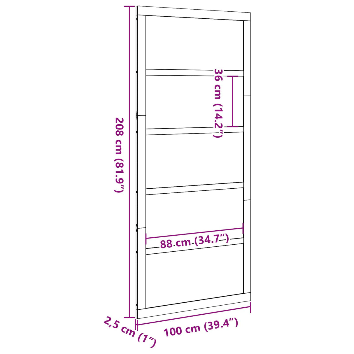 vidaXL Schuifdeur Naturel 100 x 2,5 x 208 cm Massief grenenhout