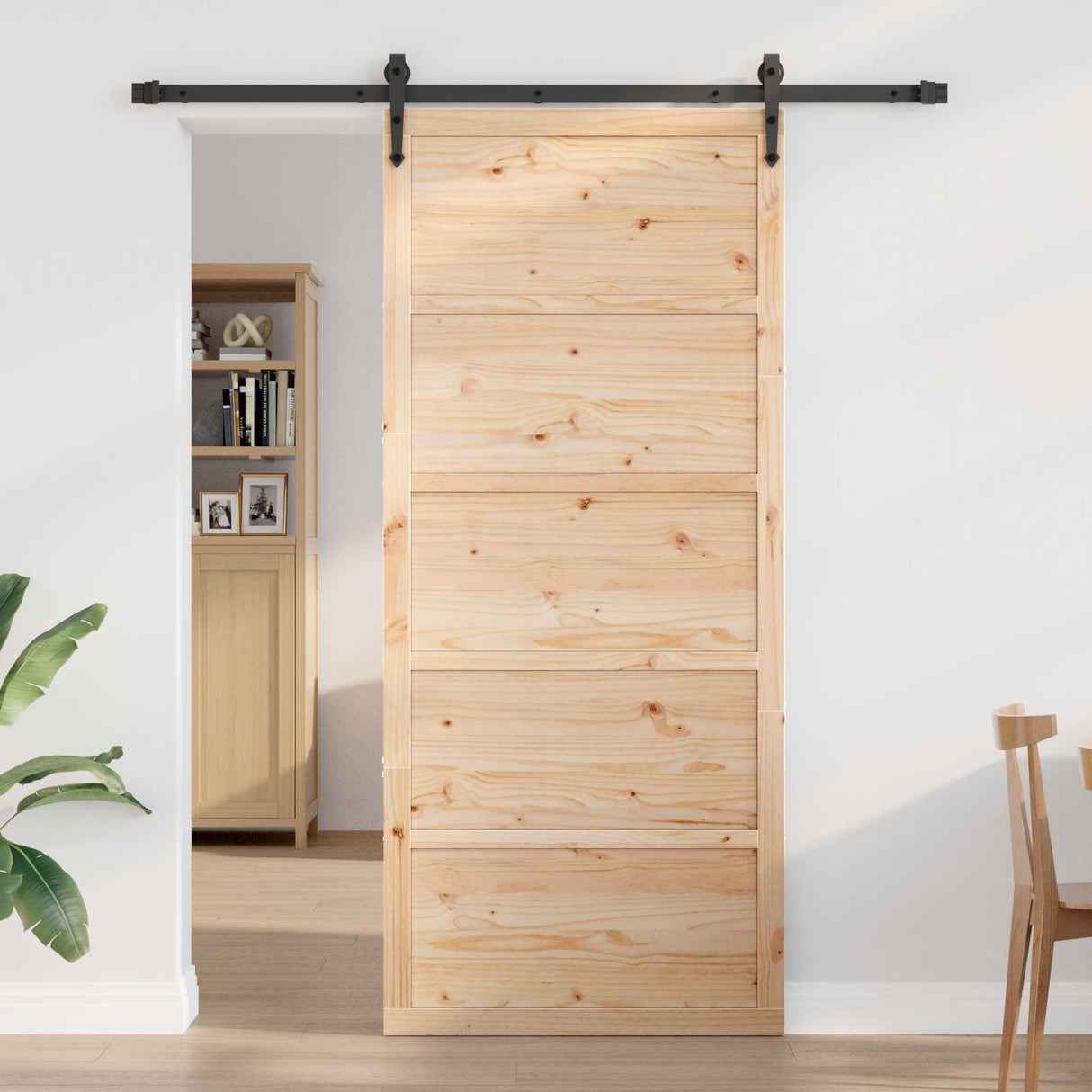 vidaXL Schuifdeur Naturel 100 x 2,5 x 208 cm Massief grenenhout