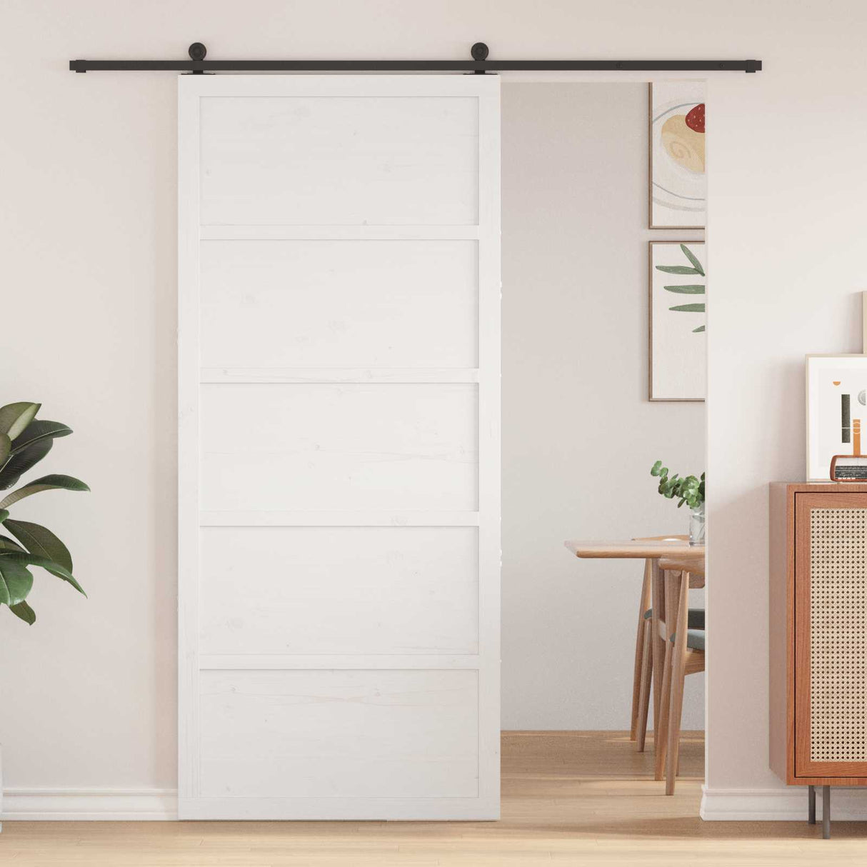 vidaXL Schuifdeur Naturel 100 x 2,5 x 208 cm Massief grenenhout
