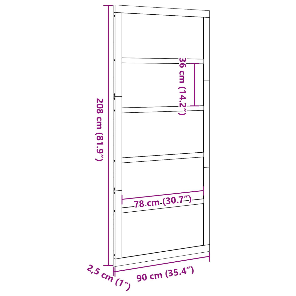 vidaXL Schuifdeur Naturel 100 x 2,5 x 208 cm Massief grenenhout