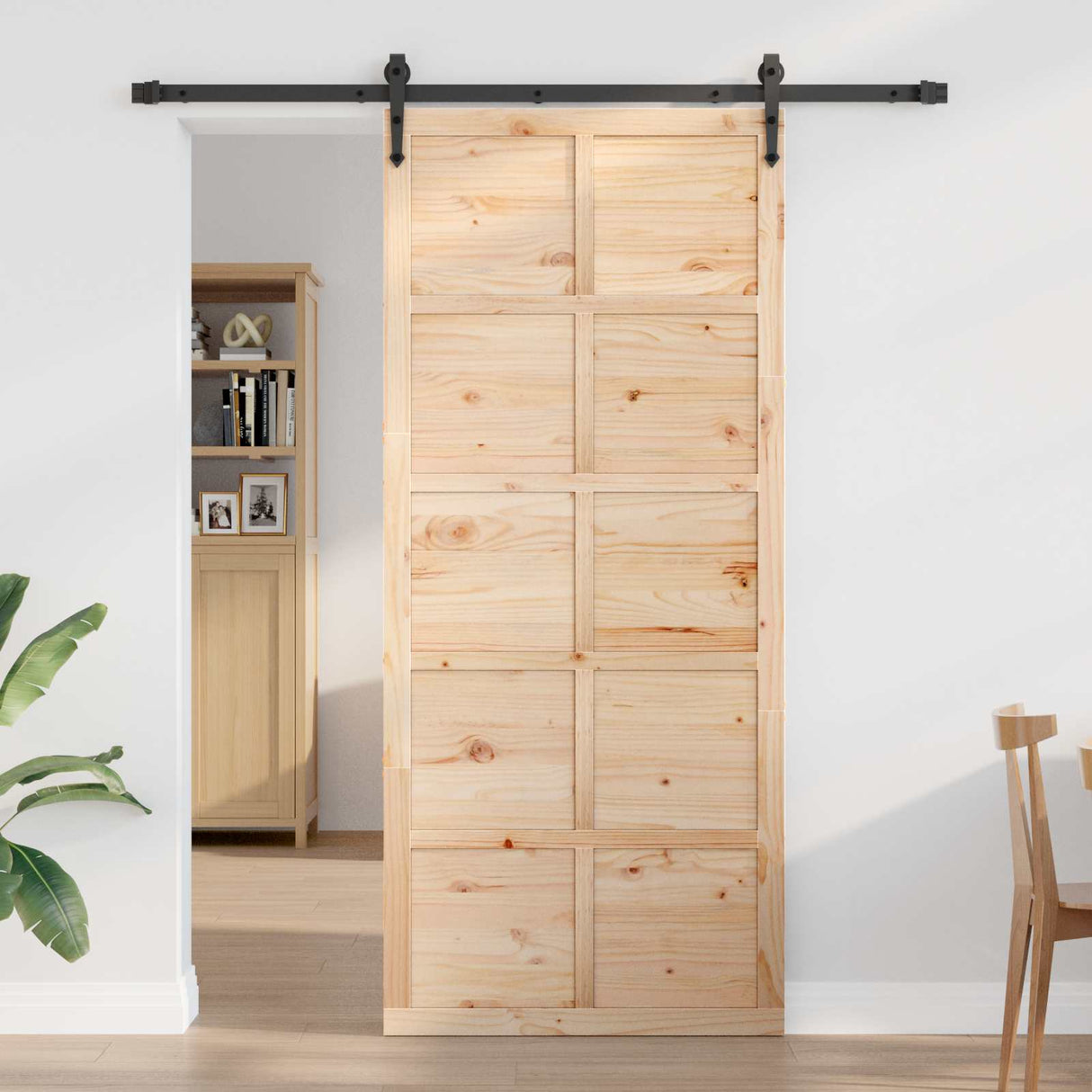 vidaXL Schuifdeur Naturel 100 x 2,5 x 208 cm Massief grenenhout