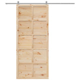 vidaXL Schuifdeur Naturel 100 x 2,5 x 208 cm Massief grenenhout