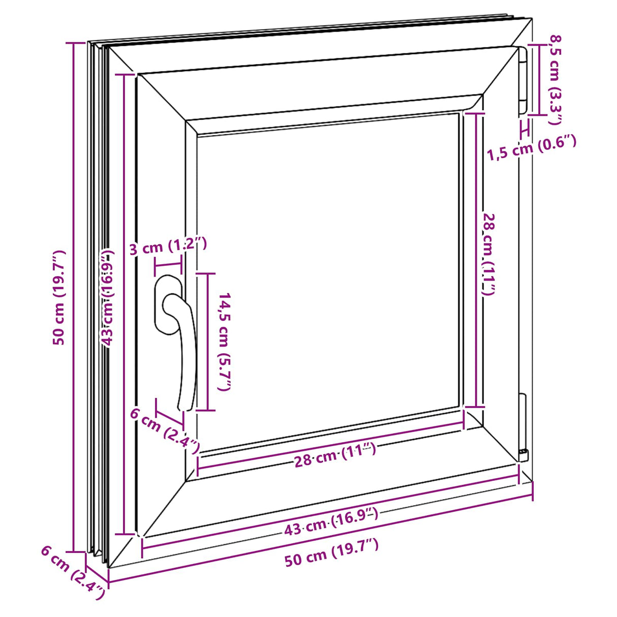 Cellar Window RISOR White 50 x 50 cm PVC and Glass