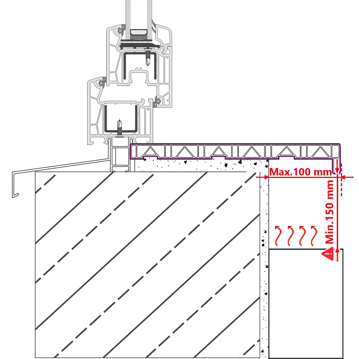vidaXL Raamdorpel Wit 60 x 10 x 4,5 cm PVC