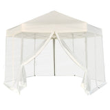 vidaXL Partytent met wanden zeshoekig 3,6x3,1 m taupe 220 g/m²