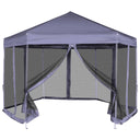 vidaXL Partytent met wanden zeshoekig 3,6x3,1 m taupe 220 g/m²