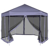 vidaXL Partytent met wanden zeshoekig 3,6x3,1 m taupe 220 g/m²
