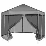 vidaXL Partytent met wanden zeshoekig 3,6x3,1 m taupe 220 g/m²
