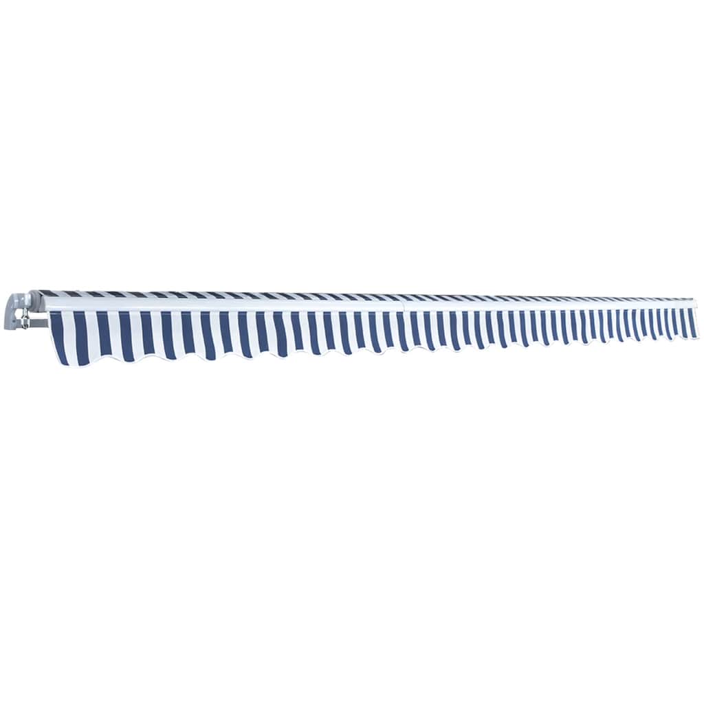 vidaXL Luifel handmatig uitschuifbaar 500 cm blauw en wit