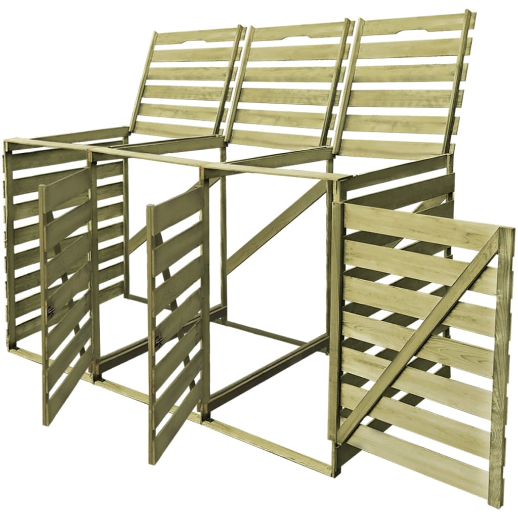 vidaXL Single Wheelie Bin Storage 240 L Impregnated Wood