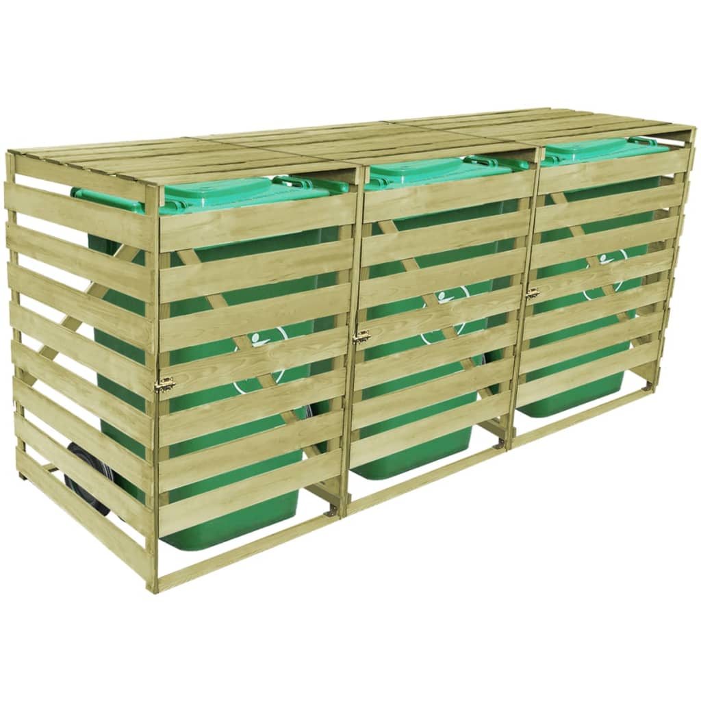 vidaXL Single Wheelie Bin Storage 240 L Impregnated Wood