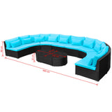 vidaXL Ronde Sofa Set 11 pcs Blauw poly rattan