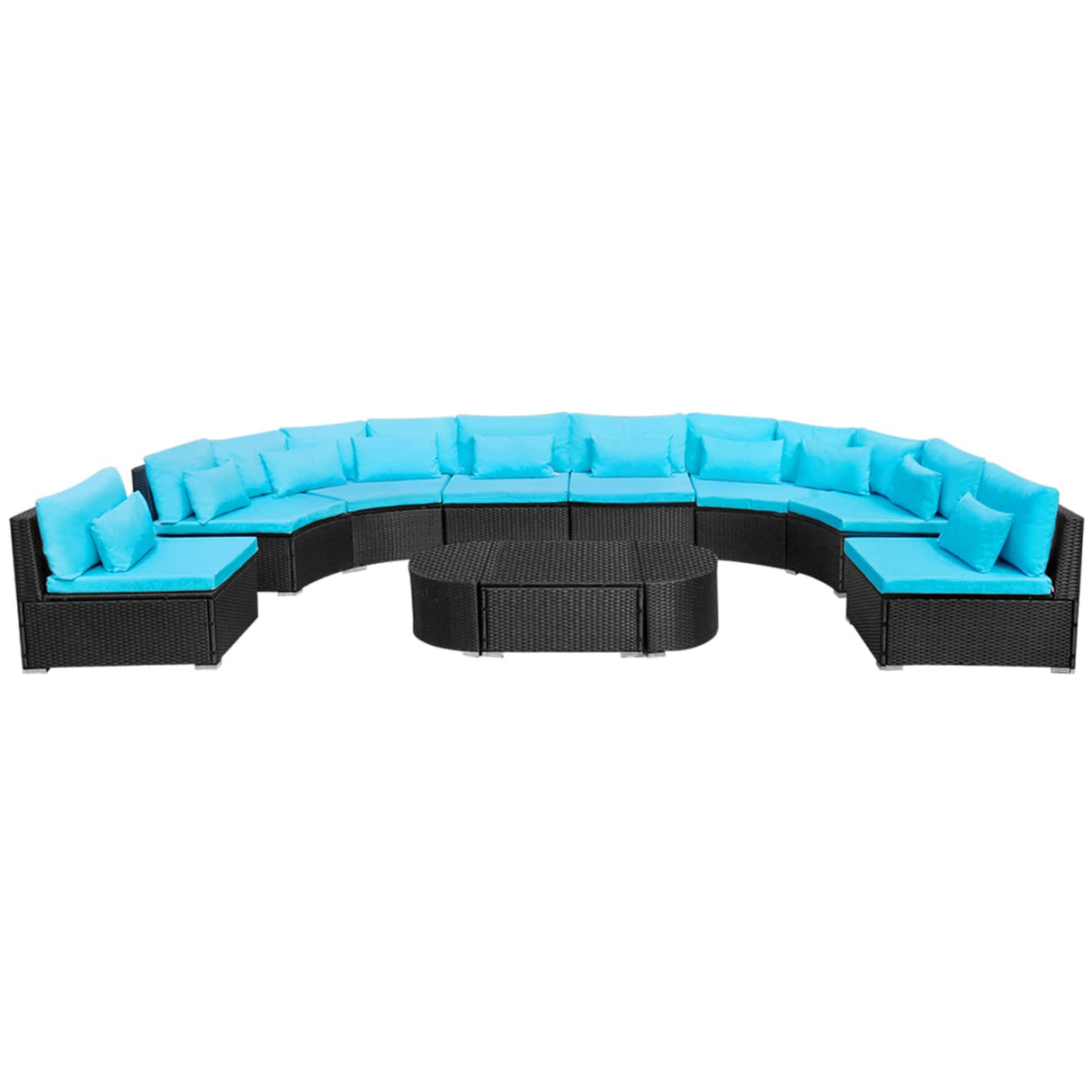 vidaXL Ronde Sofa Set 11 pcs Blauw poly rattan