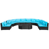 vidaXL Ronde Sofa Set 11 pcs Blauw poly rattan
