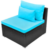 vidaXL Ronde Sofa Set 11 pcs Blauw poly rattan