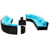 vidaXL Ronde Sofa Set 11 pcs Blauw poly rattan