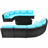 vidaXL Ronde Sofa Set 11 pcs Blauw poly rattan