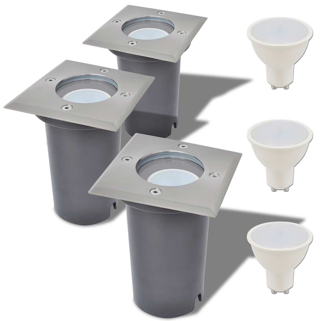 vidaXL LED-Grondspots buiten 3 stuks rond