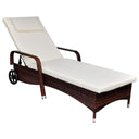 vidaXL Sun Lounger with Cushion and Wheels Poly Rattan Black