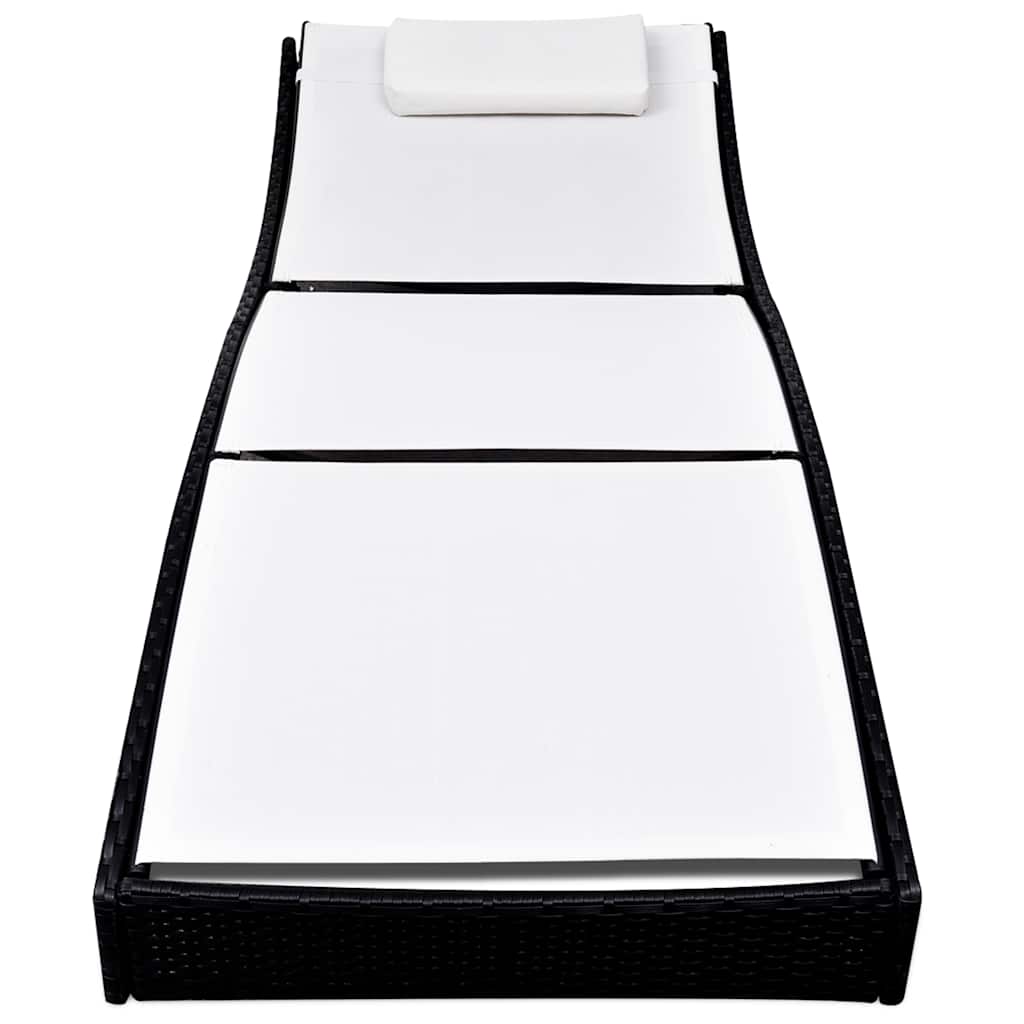 vidaXL Sun Lounger poly rattan black