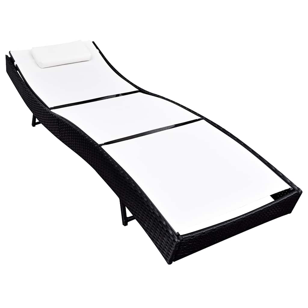 vidaXL Sun Lounger poly rattan black