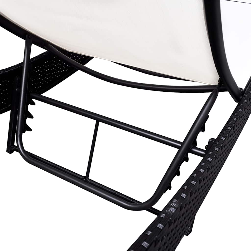 vidaXL Sun Lounger poly rattan black