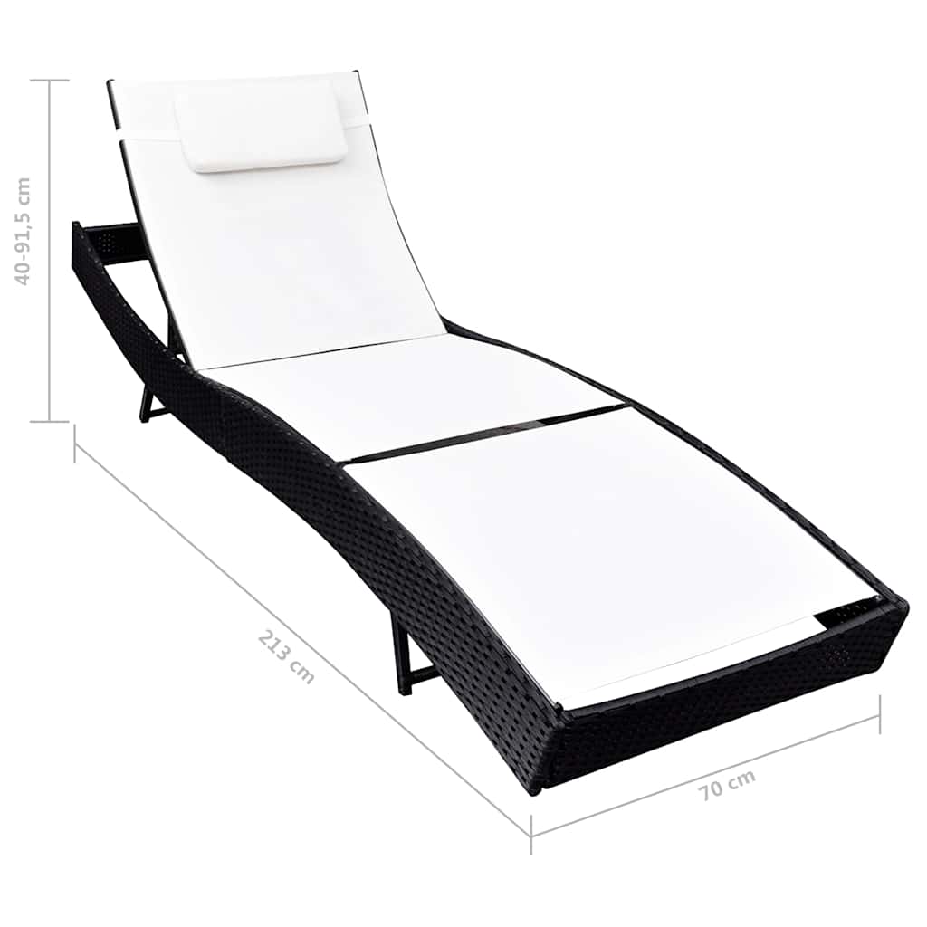 vidaXL Sun Lounger poly rattan black