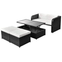 vidaXL 4-delige Loungeset met kussens poly rattan bruin