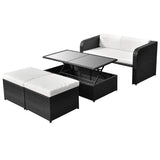 vidaXL 4-delige Loungeset met kussens poly rattan bruin