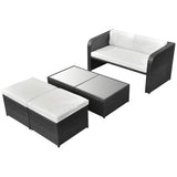 vidaXL 4-delige Loungeset met kussens poly rattan bruin