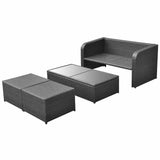 vidaXL 4-delige Loungeset met kussens poly rattan bruin