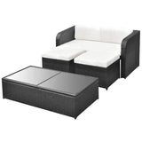 vidaXL 4-delige Loungeset met kussens poly rattan bruin