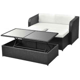 vidaXL 4-delige Loungeset met kussens poly rattan bruin