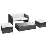 vidaXL 4-delige Loungeset met kussens poly rattan bruin