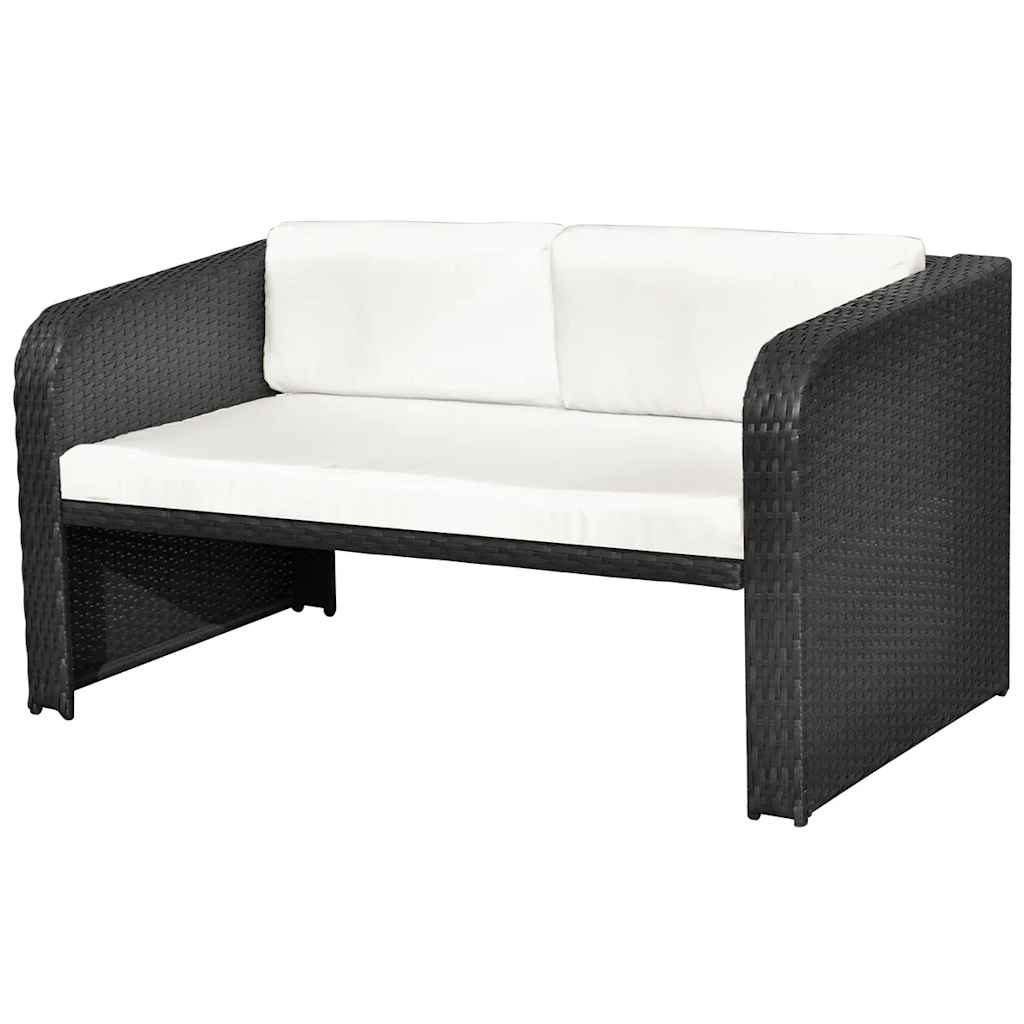 vidaXL 4-delige Loungeset met kussens poly rattan bruin