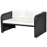 vidaXL 4-delige Loungeset met kussens poly rattan bruin
